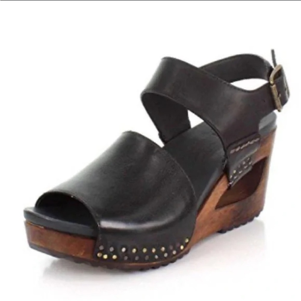 Black Wedge Sandals